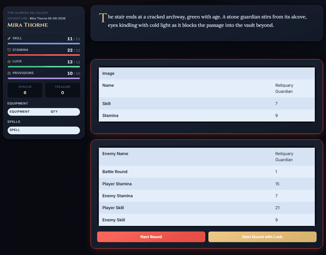 Choose-Your-Own-Adventure Builder — Play Combat screenshot