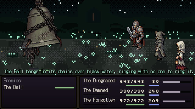 Tethered Darkness — The last battle: the Bell, hanging in its chains over black water.