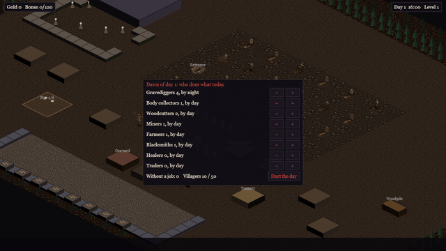 The Village of Suffering — Dawn of day one: who digs, who fetches the dead, who works the forge and who trades.