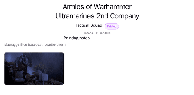 Miniature Collection Tracker — Unit Detail screenshot